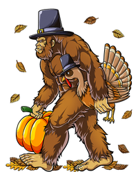 Bigfoot Pilgrim Turkey Pumpkin Thanksgiving Day Snapback Five-Panel Rope Hat