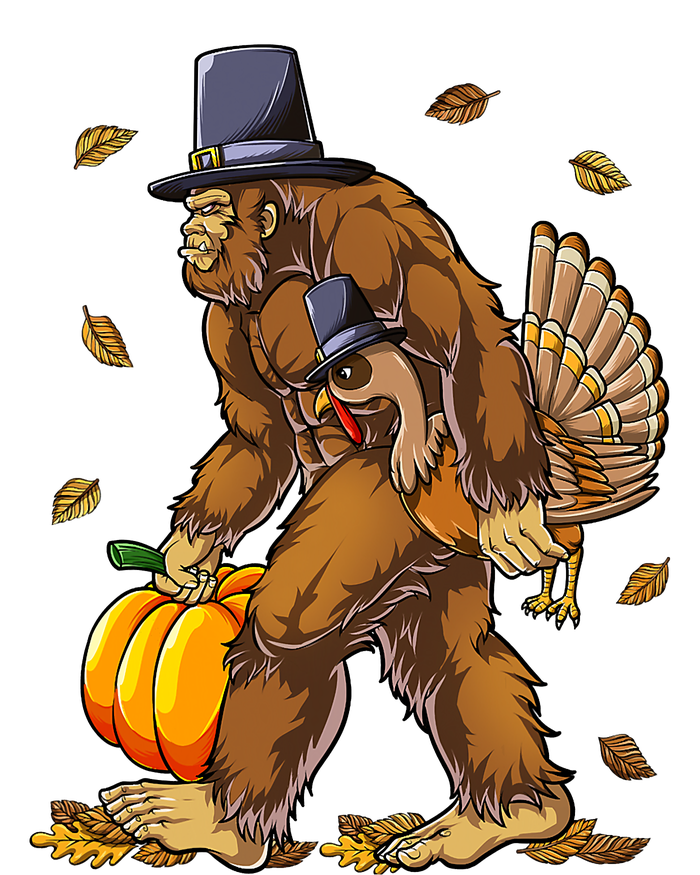 Bigfoot Pilgrim Turkey Pumpkin Thanksgiving Day Snapback Five-Panel Rope Hat