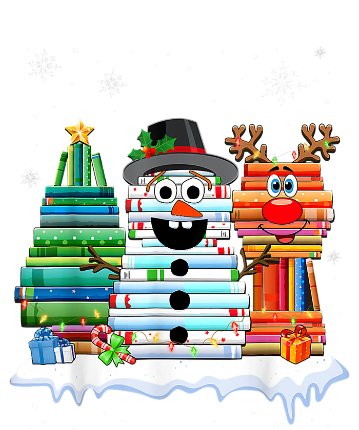 Christmas Tree Snowman Reindeer Book Stack Librarian Women's T-Shirt