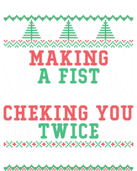 Making A Fist Checking You Twice Hockey Sport Ugly Christmas Cool Gift T-Shirt