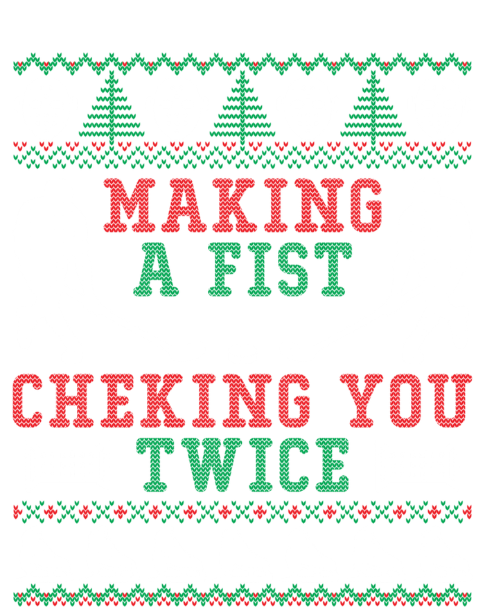 Making A Fist Checking You Twice Hockey Sport Ugly Christmas Cool Gift T-Shirt