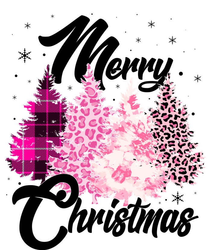 Cute Merry Christmas Pink Pattern Christmas Pine Trees T-Shirt