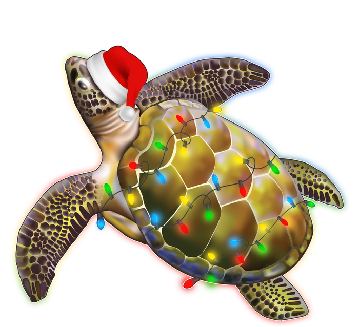 Cute Christmas Lights Santa Sea Turtle T-Shirt