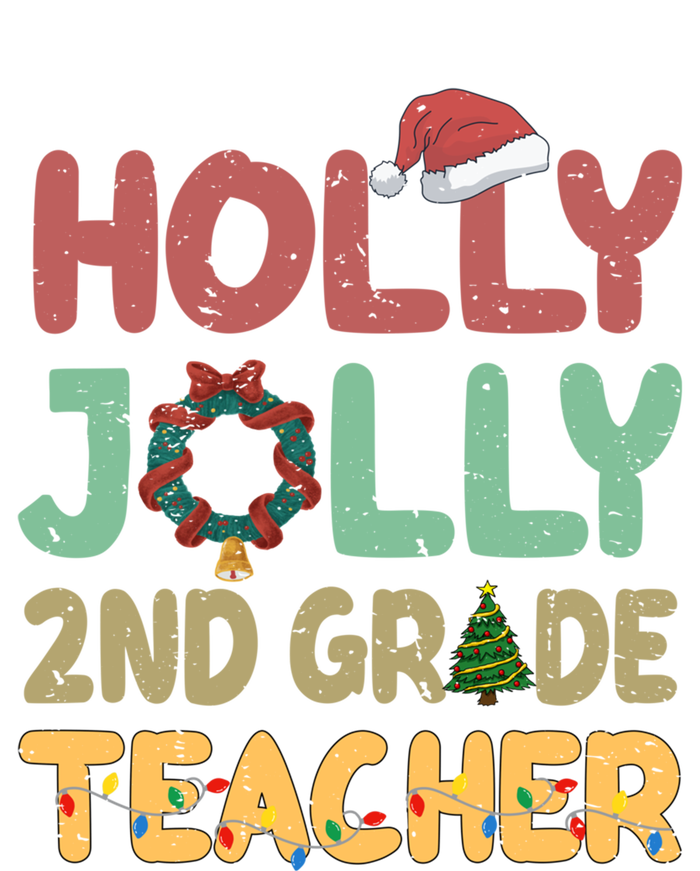 Holly Xmas Jolly 2nd Grade Teacher Santa Hat Xmas Tree Light Funny Gift Tank Top