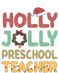 Holly Xmas Jolly Preschool Teacher Santa Hat Xmas Tree Light Cool Gift T-Shirt