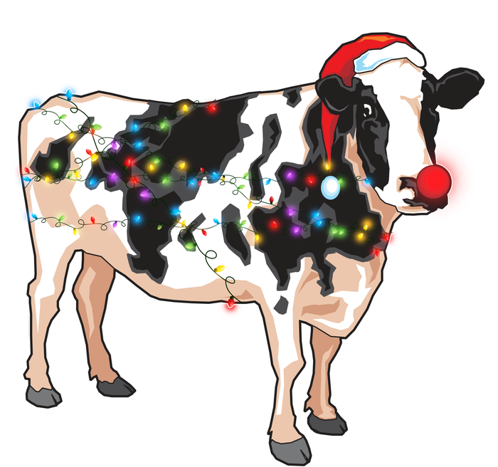 Funny Christmas Lights Cow Tall T-Shirt