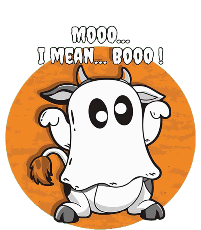 Moo I Mean Boo Funny Cow Ghost Halloween Gift Striped Beanie with Solid Band