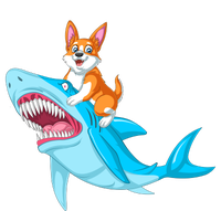 Corgi Riding Shark Tall Long Sleeve T-Shirt