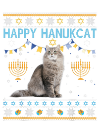 Happy Hanukcat Ugly Hanukkah Sweater Cat Chanukah Jewish Womens Funnel Neck Pullover Hood