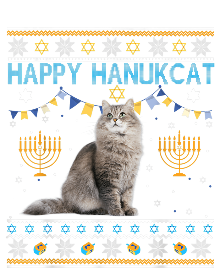 Happy Hanukcat Ugly Hanukkah Sweater Cat Chanukah Jewish Womens Funnel Neck Pullover Hood