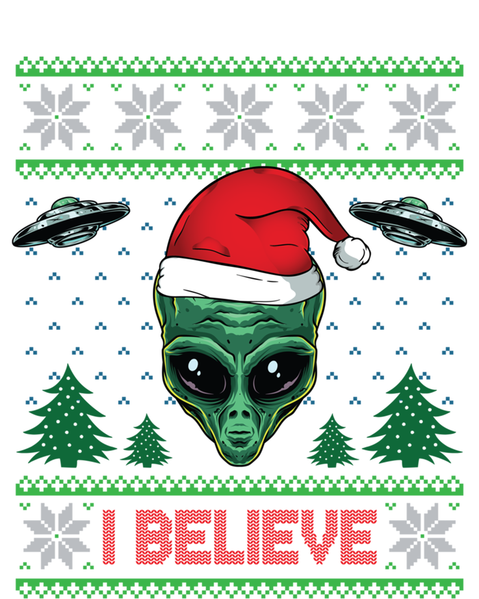 Believe Alien Ufo Funny Christmas Alien Head Graphic Ugly Gift Sweatshirt