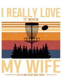 I Love When My Wife Lets Me Play Disc Golf Frisbee Golfing Striped Beanie with Solid Band