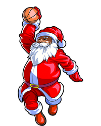 Christmas Basketball Black African American Santa T-Shirt