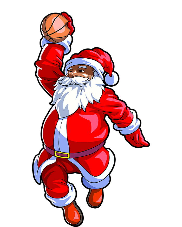 Christmas Basketball Black African American Santa T-Shirt