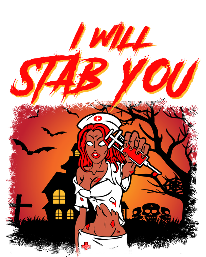 Zombie Nurse I Will Stab You Funny Halloween Costume Cute Gift Women's T-Shirt