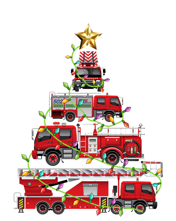 Funny Firefighter Fire Truck Christmas Tree Xmas Funny Gift T-Shirt