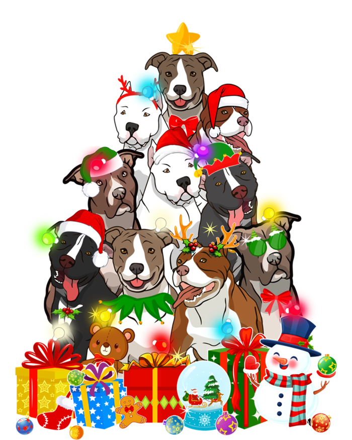 Funny Pitbull Dog Christmas Tree Lights Puppy Dog Lover Cute Gift Tie-Dye T-Shirt