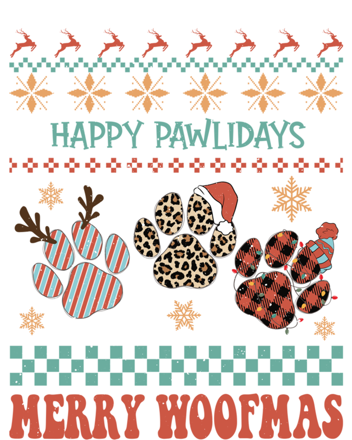 Happy Pawlidays Merry Woofmas Leopard Red Buffalo Plaid Xmas Gift Full Zip Hoodie