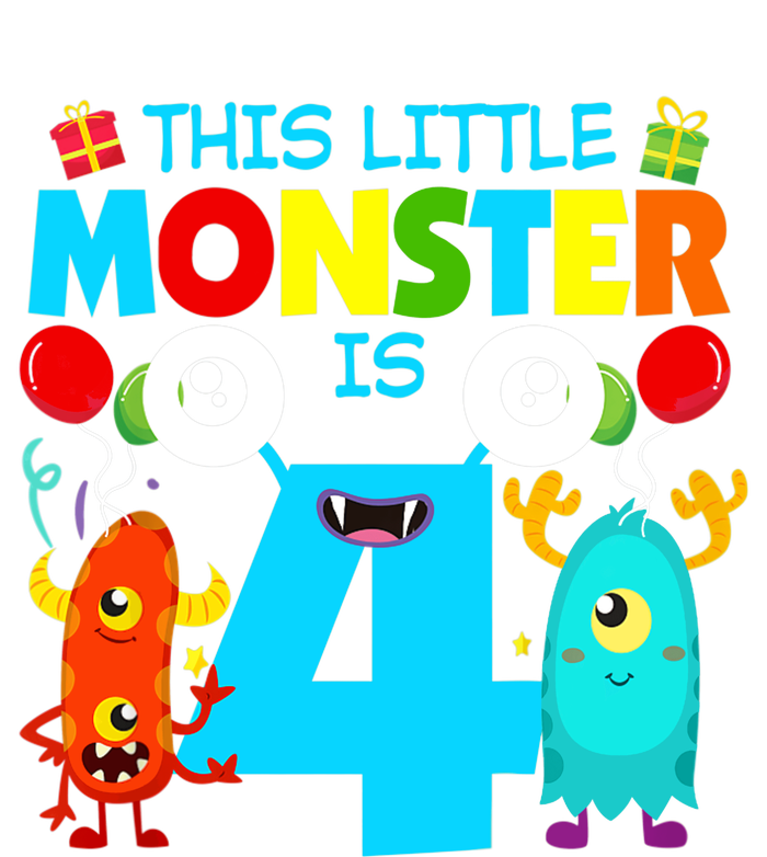 4 Year Old Gifts This Little Monster Is 4th Birthday Boy Kids Long Sleeve Shirt