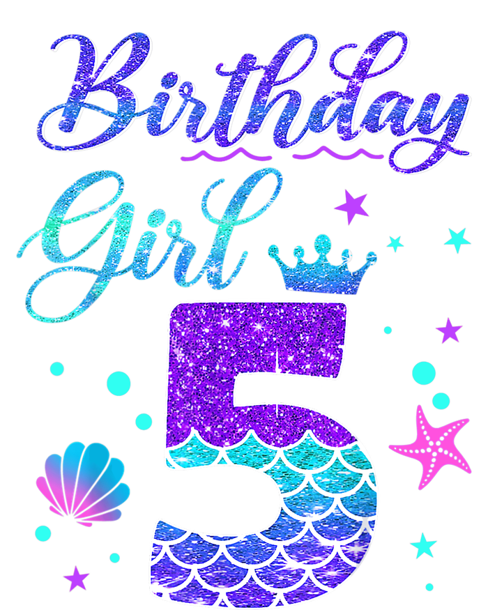 Mermaid Birthday Girl 5 Year Old Its My 5th Birthday Mermaid Dry Zone Grid Polo