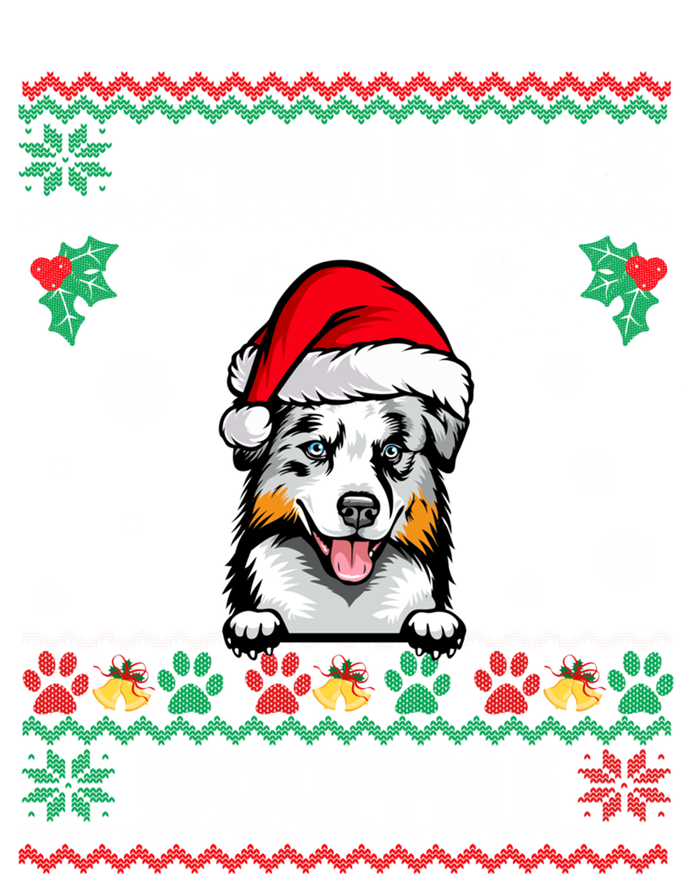 Merry Woofmas Australian Shepherd Dog Ugly Christmas Sweater Great Gift Women's T-Shirt