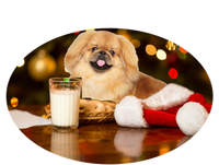 Santa Milk N Cookies Dog Pekingese Gift Button