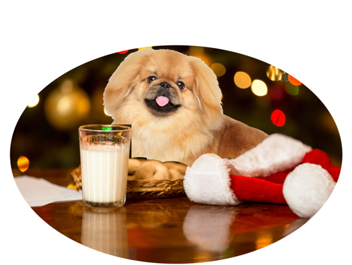 Santa Milk N Cookies Dog Pekingese Gift Button