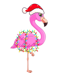 Merry Flocking Christmas Flamingo Pink Santa Hat Xmas Lights T-Shirt