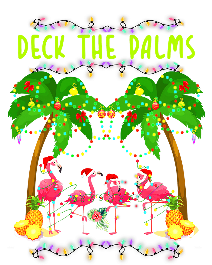 Deck the Palms Merry Flamingo Christmas funny Dry Zone Grid Polo