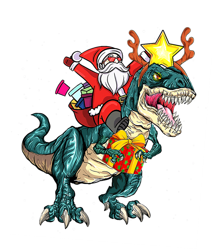 Santa Claus Riding Dinosaur T Rex Christmas Ugly Xmas Boys Impact Tech Backpack