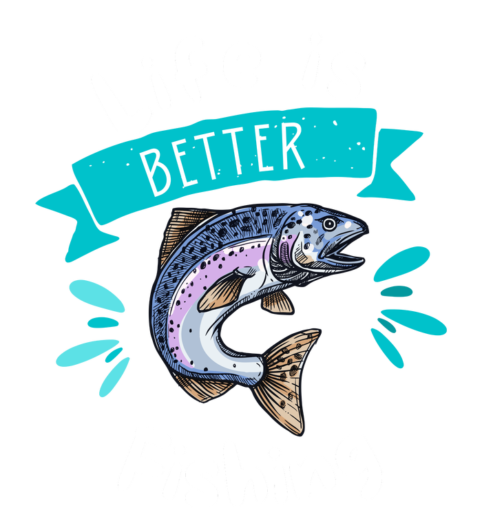 Life Is Better With Fishing Striped Beanie with Solid Band