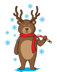 Bear Dressed As Reindeer With Candy Cane Xmas Gift T-Shirt