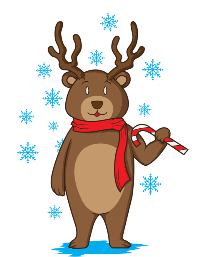 Bear Dressed As Reindeer With Candy Cane Xmas Gift T-Shirt