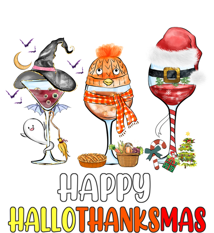 Happy Hallothanksmas Wine Glasses Witch Santa Hat Pumpkin Cute Gift 16 in Basic Backpack