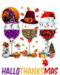 Happy Hallothanksmas Wine Glasses Witch Santa Hat Pumpkin Gift T-Shirt