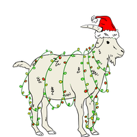 Funny Goat In Tangled Christmas Lights Santa Claus Hat Tie-Dye T-Shirt