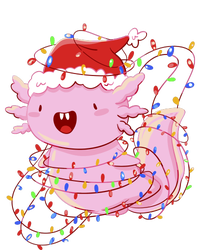 Cute Axolotl Tangled In Christmas Lights Santa Hat Ceramic Star Ornament