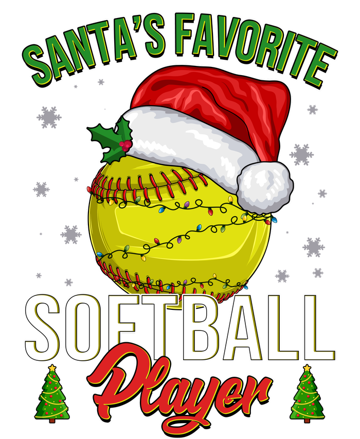 Funny Christmas Santa's Favorite Softball Player Enza Ladies Jersey Colorblock Tee