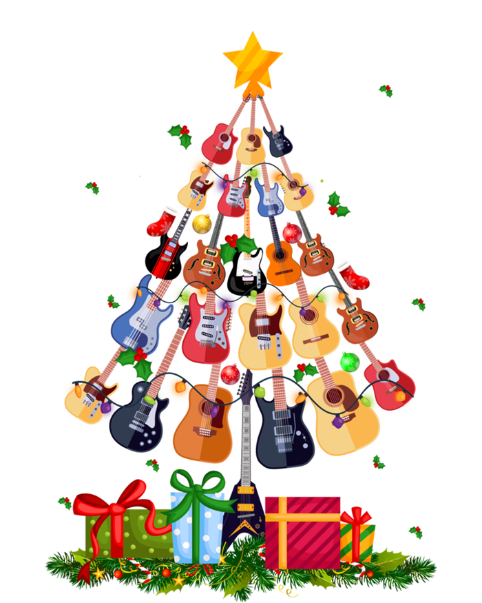 Guitar Tree Lights Christmas Pajamas Guitar Lovers Xmas Gift Kids Sweatshirt