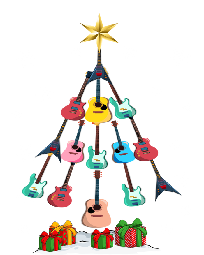 Guitar Tree Lights Christmas Pajamas Guitar Lovers Xmas Tree Cool Gift V-Neck T-Shirt