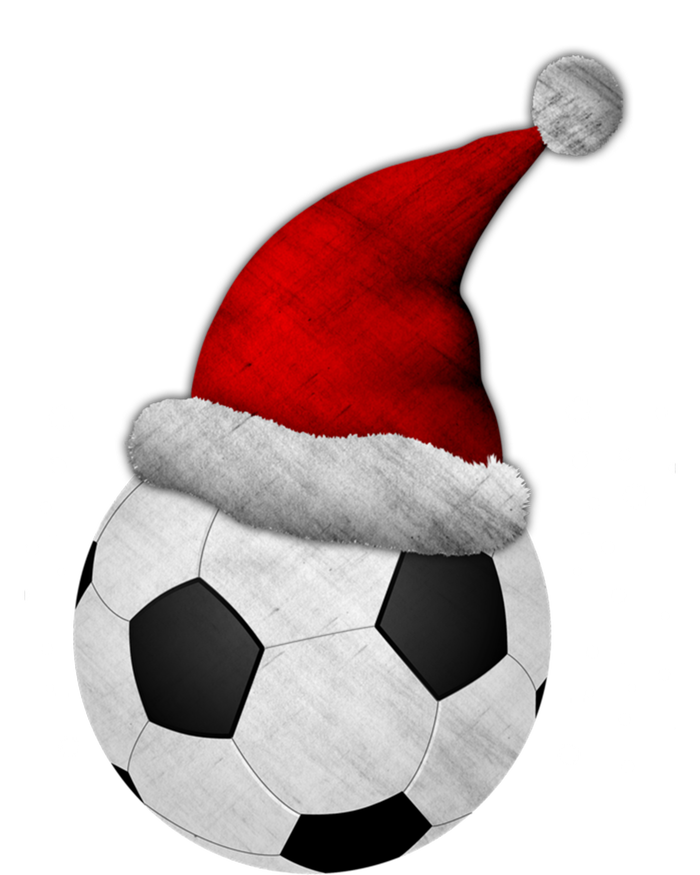 Christmas Soccer Ball Santa Hat Funny Sport Xmas Boys Great Gift Stripe Pom Pom Beanie