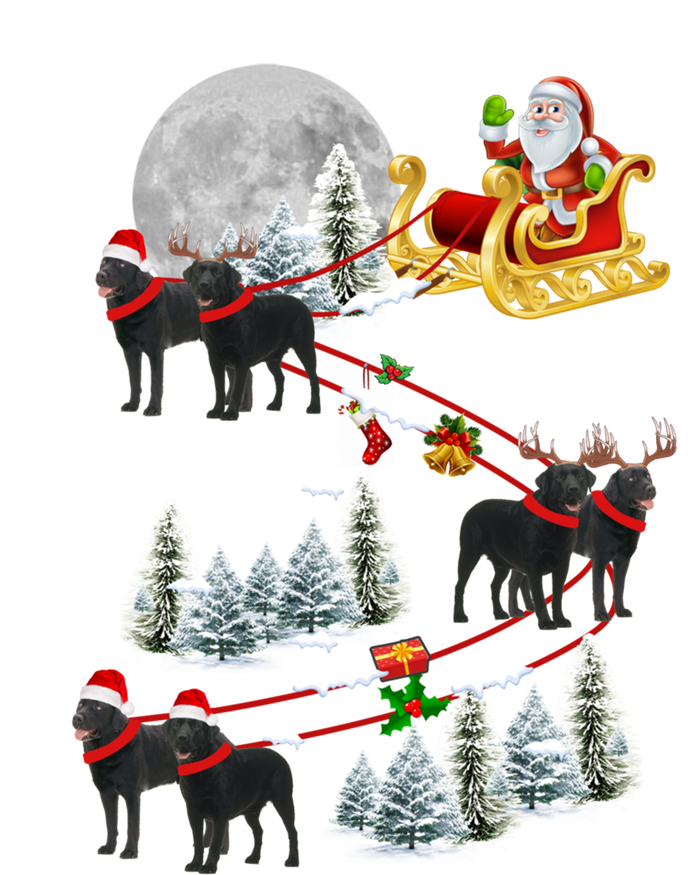 Santa Riding Reindeer Black Labrador Retriever Sleigh Xmas Gift T-Shirt