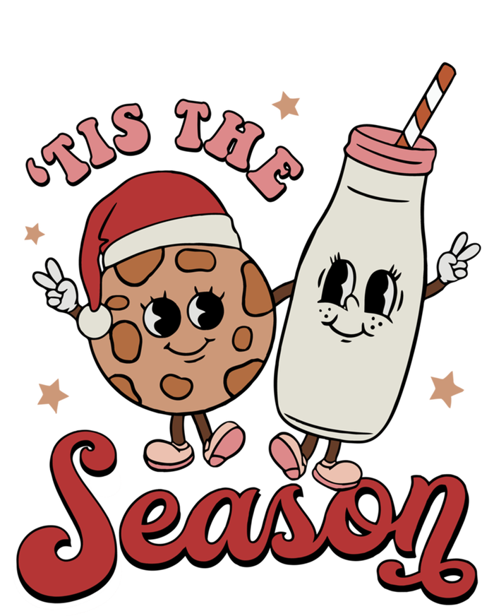 Tis The Season Cookies Milk Santa Hat Christmas Retro Xmas Gift T-Shirt