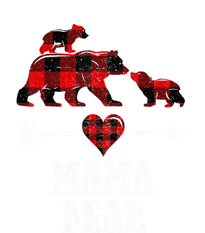 Mama Bear 2 Cubs Christmas Buffalo Plaid Red White & Black Softstyle Adult Sport Polo