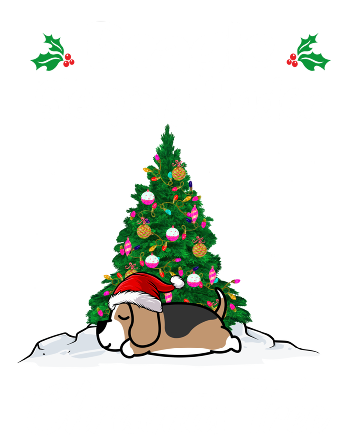 Beagle Dog Sleeping Under Christmas Tree Puppy Funny Xmas Gift T-Shirt