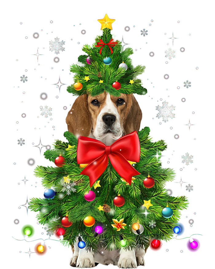 Beagle Dog Xmas Decoration Santa Christmas Tree Gift Women's Tri-Blend 3/4-Sleeve Raglan Shirt