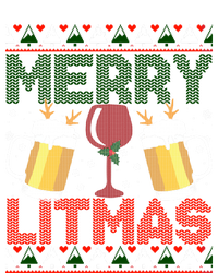 Merry Litmas Ugly Wine Beer Christmas Ugly Xmas Sweater Gift Tote Bag