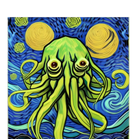 Van Gogh Style Cthulhu Lovecraft Starry Night Tote Bag