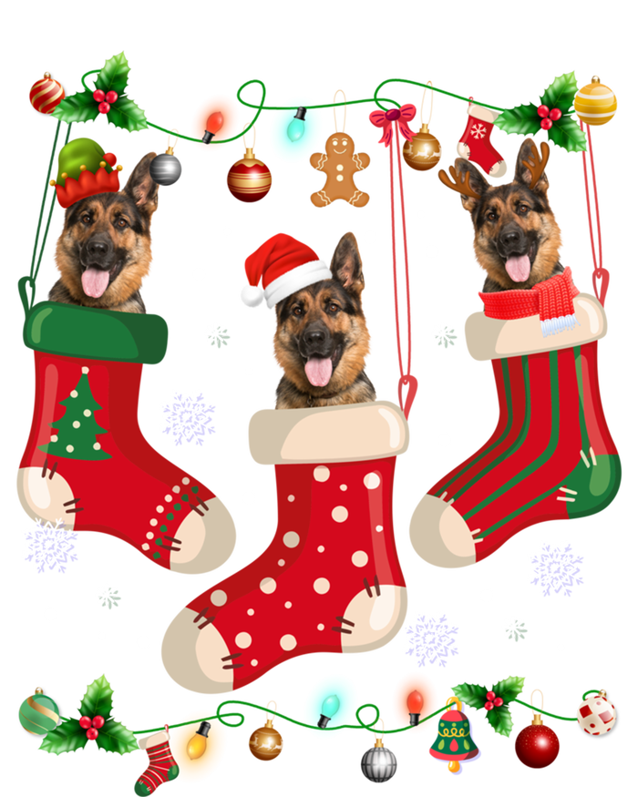 Three Ger Shepherd In Sock Christmas Santa Xgiftmas Dog Gift Ladies Long Sleeve Shirt