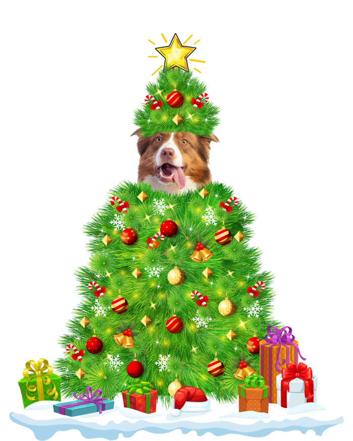 Xmas Decoration Santa Australian Shepherd Dog Christmas Tree Cute Gift Canvas